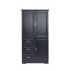 Tall and Wide Storage Cabinet with Doors for Bathroom/Office, Three Drawers, Black