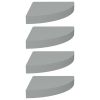 Floating Corner Shelves 4 pcs Gray 9.8"x9.8"x1.5" MDF