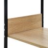 Small Straight Book Shelf Black and Oak 13.2"x15.6"x31.4" Engineered Wood