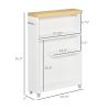 kleankin Slim Bathroom Cabinet with Wheels Storage Organizer, White