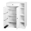 Freestanding Shoe Rack Organizer with 2 Shutter Door, Entryway Narrow Shoe Storage with Adjustable Storage Shelf &Top Drawer, Modern Slim Shoe Cabinet