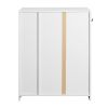 Freestanding Shoe Rack Organizer with 2 Shutter Door, Entryway Narrow Shoe Storage with Adjustable Storage Shelf &Top Drawer, Modern Slim Shoe Cabinet