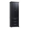 Tall Storage Cabinet with Three Drawers for Bathroom/Office, Black