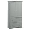 Wide Bathroom Storage Cabinet, Freestanding Storage Cabinet with Two Drawers and Adjustable Shelf, MDF Board with Painted Finish, Grey