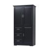 Tall and Wide Storage Cabinet with Doors for Bathroom/Office, Three Drawers, Black