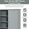 Wide Bathroom Storage Cabinet, Freestanding Storage Cabinet with Two Drawers and Adjustable Shelf, MDF Board with Painted Finish, Grey