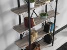 Katerina 5 Tier Bookcase, Metal Frame Wood Base Bookshelf, Oak