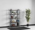 Katerina 5 Tier Bookcase, Metal Frame Wood Base Bookshelf, Oak