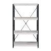 Industrial Bookshelf with 4 Shelves and Open Metal Frame, White and Black