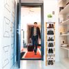 8 Tier Entryway Wooden Shoe Rack Vertical Shoe Shelf Stand Storage Organizer Small Space Saving Corner Shoe Tower Entryway Hallway Closet