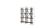 Cunda 5 Tier Bookcase, Metal Frame Wood Base Bookshelf, Walnut