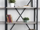 Katerina 5 Tier Bookcase, Metal Frame Wood Base Bookshelf, Oak