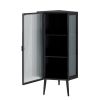 22.25'' Floor Coner Cabinet,Three Tiers with Tempered Glass Doors and Storage Shelves for Bathroom, Living Room and Bedroom (Black)