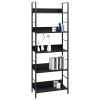 5-Layer Book Shelf Black 23.6"x10.9"x62.4" Engineered Wood