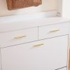 Entryway Bedroom Armoire,Shoe Cabinet,Wardrobe Armoire Closet, Drawers and Shelves, Handles, Hanging Rod, white