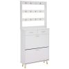 Entryway Bedroom Armoire,Shoe Cabinet,Wardrobe Armoire Closet, Drawers and Shelves, Handles, Hanging Rod, white