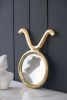 12.5" x 16" Modern Gold Round Mirror with Aluminum Frame, Wall Decor for Entryway Living Room Hallway