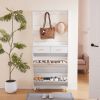 Entryway Bedroom Armoire,Shoe Cabinet,Wardrobe Armoire Closet, Drawers and Shelves, Handles, Hanging Rod, white