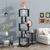 5 tier Rotating Bookshelf, Floor Rack Simple Bookcase with Acrylic plate Student Multi-Function Creative Bookshelf for Living Room with anti-toppling