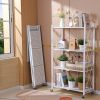 Joybos¬Æ 5 Tier White Heavy Duty Foldable Metal Organizer Shelves with Wheels