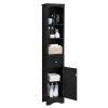Tall Bathroom Cabinet, Freestanding Storage Cabinet with Drawer, MDF Board, Adjustable Shelf, Black