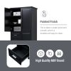 Tall and Wide Storage Cabinet with Doors for Bathroom/Office, Three Drawers, Black