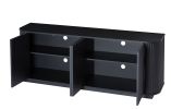 Sideboard Storage Cabinet TV Stand with wave pattern Buffet Cabinet Wooden Vertical Striped Cabinet for Kitchen/Bedroom/Entryway. Black, 64''W x 15''D