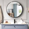 Black 36 Inch Metal Round Bathroom Mirror