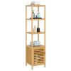 100% Bamboo Bathroom Rack 5-Layer Multifunctional Adjustable Shelf Natural
