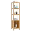 100% Bamboo Bathroom Rack 5-Layer Multifunctional Adjustable Shelf Natural