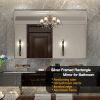 40x30inch Silver Rectangular Wall-mounted Beveled Bathroom Mirror,Square Angle Metal Frame Wall Mounted Bathroom Mirrors For Wall(Horizontal & Vertica