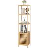 100% Bamboo Bathroom Rack 5-Layer Multifunctional Adjustable Shelf Natural
