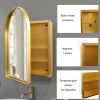 24x36 Inch Arched Recessed Medicine Cabinet, Metal Framed Bathroom Wall Cabinet with Mirror and Adjustable Shelves, Wall Mirror with Storage for Bathr