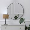 Black 24 Inch Metal Round Bathroom Mirror