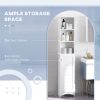 HOMCOM Tall Bathroom Storage Cabinet/Freestanding Linen Tower with 3-Tier Open Adjustable Shelf, White