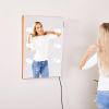 Wooden Wall Vanity Mirror Makeup Mirror Dressing Mirror with LED Bulbs