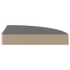 Floating Corner Shelves 2 pcs High Gloss Gray 9.8"x9.8"x1.5" MDF