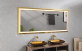 84in. W x 48in. H Oversized Rectangular Black Framed LED Mirror Anti-Fog Dimmable Wall Mount Bathroom Vanity Mirror HD Wall Mirror Kit For Gym And Dan