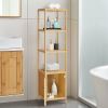 100% Bamboo Bathroom Rack 5-Layer Multifunctional Adjustable Shelf Natural