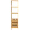 100% Bamboo Bathroom Rack 5-Layer Multifunctional Adjustable Shelf Natural