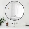 Black 24 Inch Metal Round Bathroom Mirror