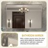 40x30inch Silver Rectangular Wall-mounted Beveled Bathroom Mirror,Square Angle Metal Frame Wall Mounted Bathroom Mirrors For Wall(Horizontal & Vertica