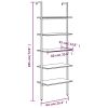 5-Tier Leaning Shelf Dark Brown and Black 25.2"x13.8"x72.8"