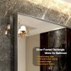 40x30inch Silver Rectangular Wall-mounted Beveled Bathroom Mirror,Square Angle Metal Frame Wall Mounted Bathroom Mirrors For Wall(Horizontal & Vertica