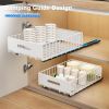 2 Pack Pull Out Cabinet Organizer, Slide Out Cabinet Drawers Peel and Stick Pull Out Drawers Heavy Duty Pull Out Shelf for Kitchen, Cupboard, Pantry,