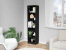 Zachary Black 5-Shelf Slim Bookcase