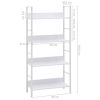 4-Layer Book Shelf White 23.6"x10.9"x49" Engineered Wood