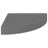 Floating Corner Shelves 2 pcs High Gloss Gray 9.8"x9.8"x1.5" MDF