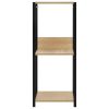 Small Straight Book Shelf Black and Oak 13.2"x15.6"x31.4" Engineered Wood