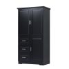 Tall and Wide Storage Cabinet with Doors for Bathroom/Office, Three Drawers, Black